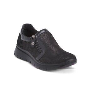 ENVAL SOFT Black Made In Italy Suede Side Zip Loafers
